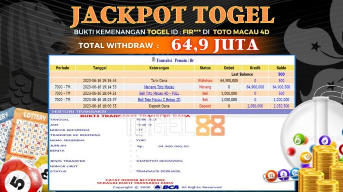 Bukti jackpot Togel88 #247