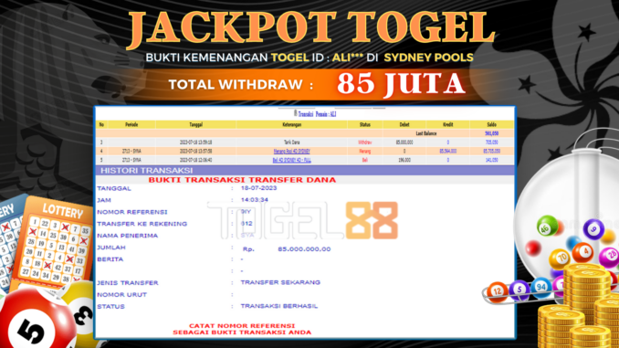 Bukti jackpot Togel88 #314