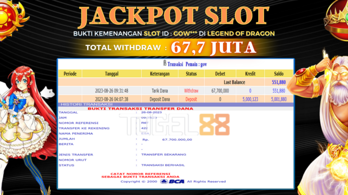 Bukti jackpot Togel88 #377