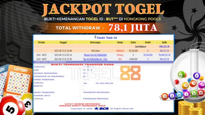 Bukti jackpot Togel88 #345