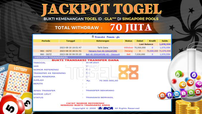 Bukti jackpot Togel88 #388