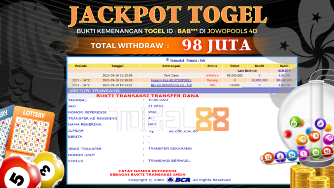 Bukti jackpot Togel88 #450