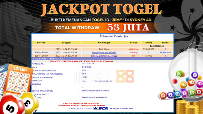 Bukti jackpot Togel88 #451