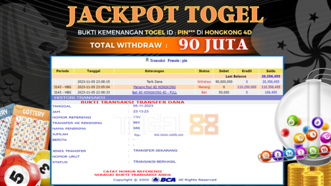 Bukti jackpot Togel88 #457