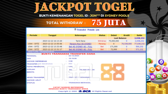 BUKTI JP TOGEL88 #575